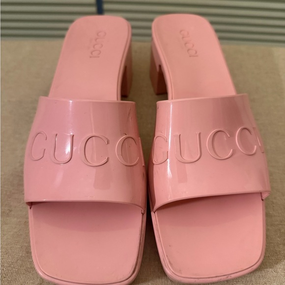 Gucci Shoes - Gucci Blush Pink Women's hard heavy plastic Slides!